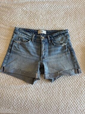BKE Women's Light Blue Distressed Denim Shorts
